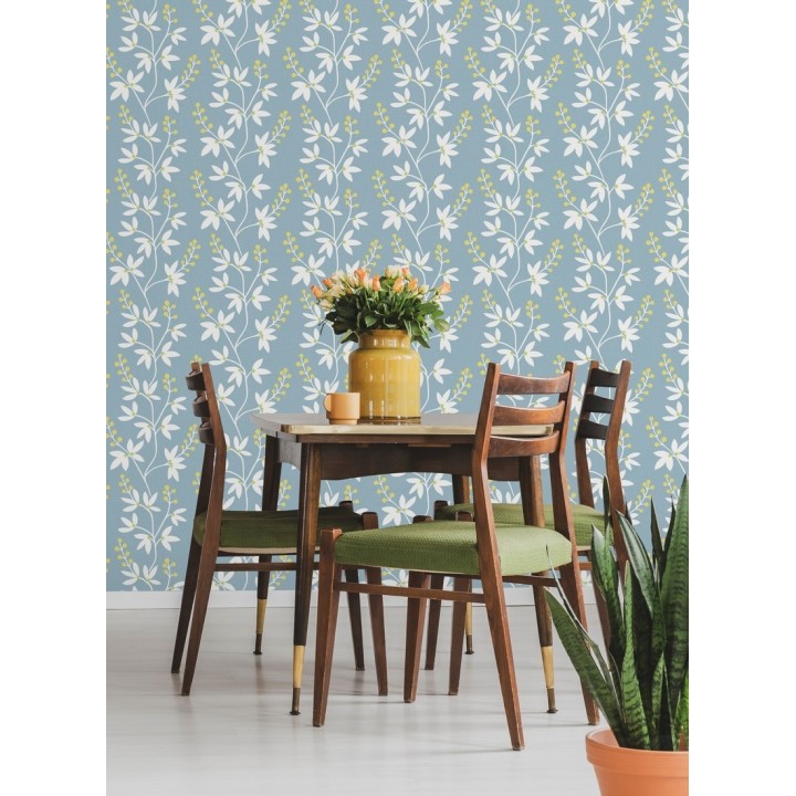 Papel pintado flores y ramas estilo nórdico - Dover Garden 679560