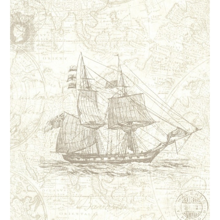 Papel pintado barcos con mapas cartográficos - Narváez 7408