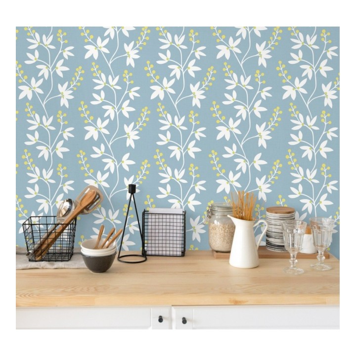 Papel pintado flores y ramas estilo nórdico - Dover Garden 679560