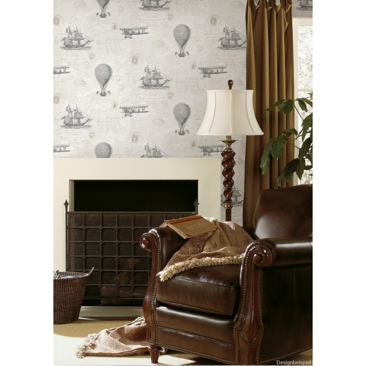 Papel pintado barcos con mapas cartográficos - Narváez 7409