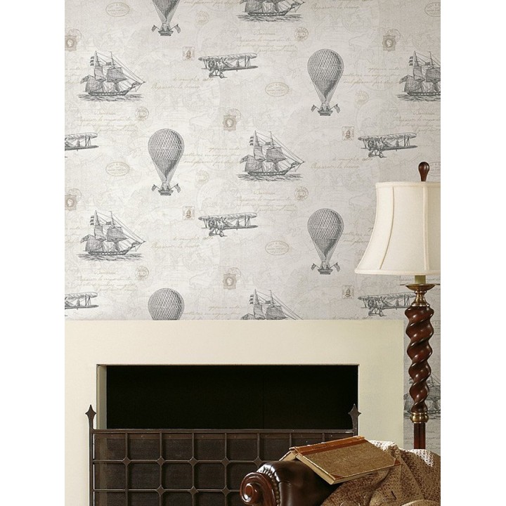 Papel pintado barcos con mapas cartográficos - Narváez 7409
