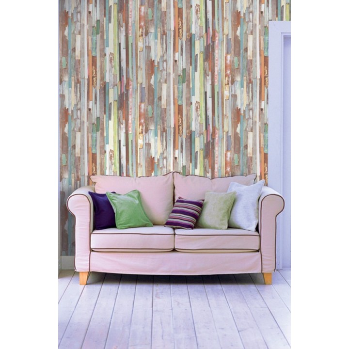 Papel pintado listones de madera estilo tropical - Algarve 7445