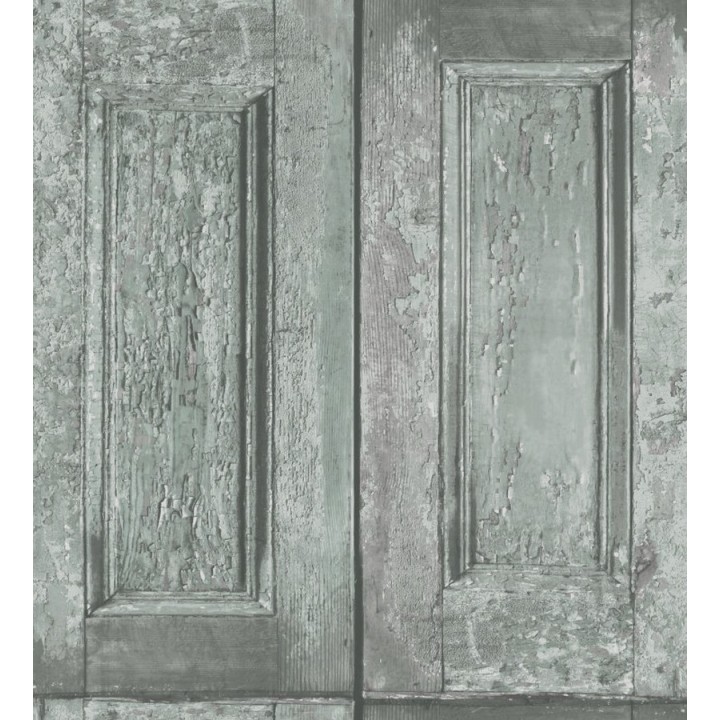 Papel pintado cuarterones verde grisaceo imitando puertas de madera - Ribamar 8341