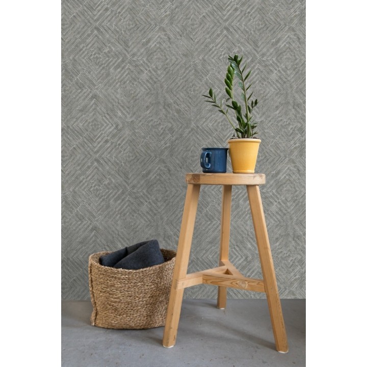 Papel pintado geométrico efecto metálico - Naxos 679586