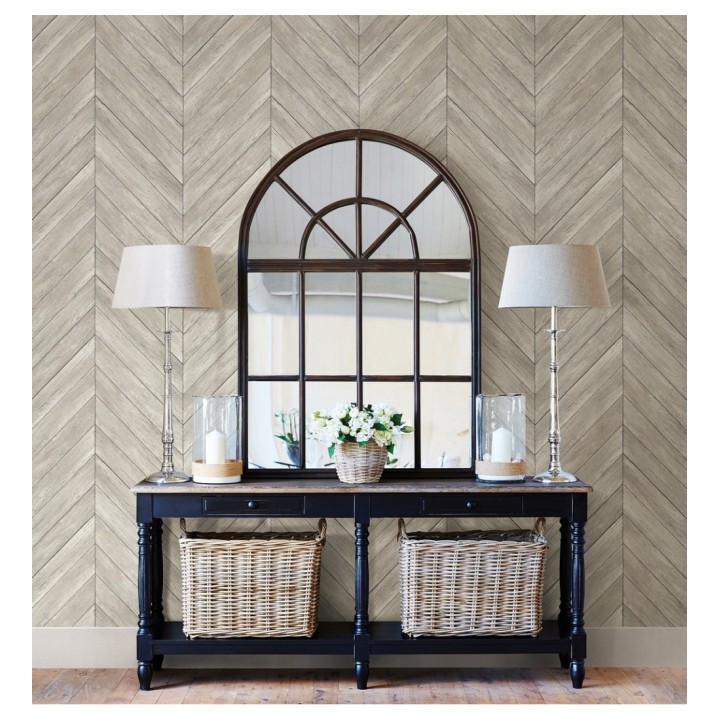 Papel pintado listones de madera formando espigas - Porto Mendes 679588