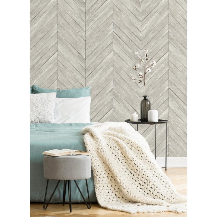 Papel pintado listones de madera formando espigas - Porto Mendes 679588