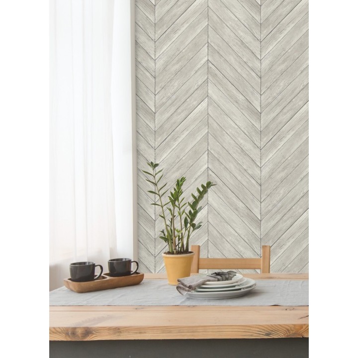 Papel pintado listones de madera formando espigas - Porto Mendes 679588