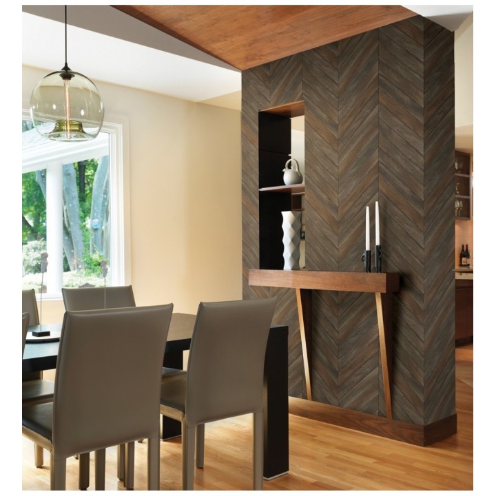 Papel pintado listones de madera formando espigas - Porto Mendes 679589