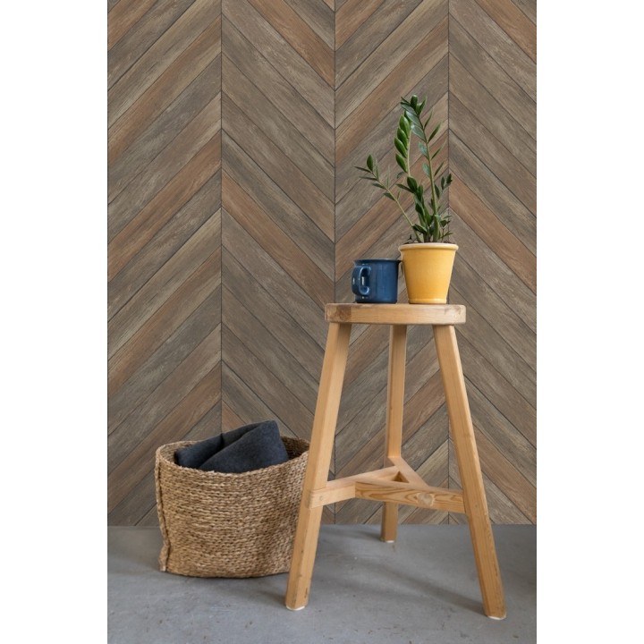 Papel pintado listones de madera formando espigas - Porto Mendes 679589