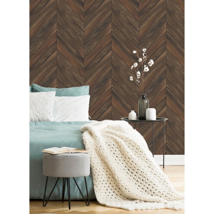 Papel pintado listones de madera formando espigas - Porto Mendes 679590