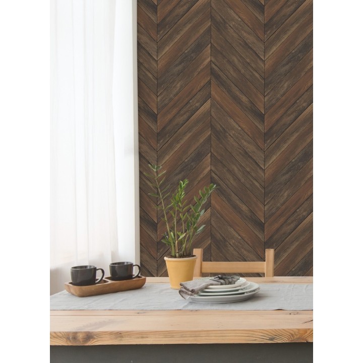 Papel pintado listones de madera formando espigas - Porto Mendes 679590