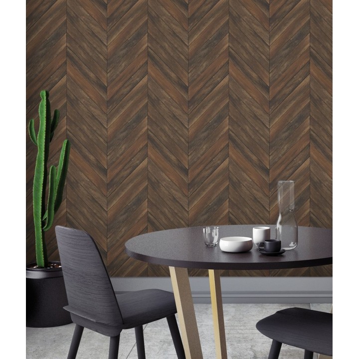 Papel pintado listones de madera formando espigas - Porto Mendes 679590