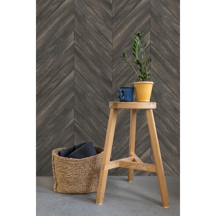 Papel pintado listones de madera formando espigas - Porto Mendes 679591