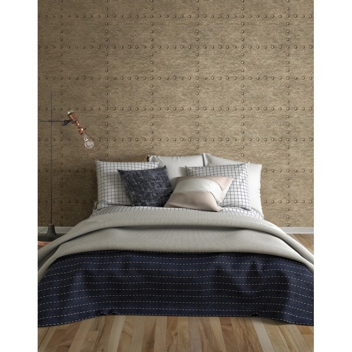 Papel pintado chapa con remaches efecto metalizado - Austin Factory 679594