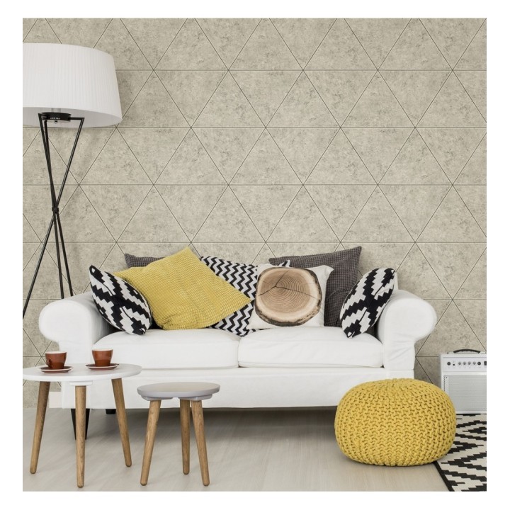 Papel pintado geométrico efecto hormigón pulido - Nantes 679596