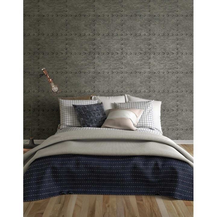 Papel pintado chapa con remaches efecto metalizado - Austin Factory 679598