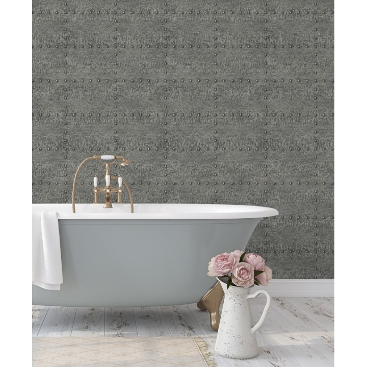 Papel pintado chapa con remaches efecto metalizado - Austin Factory 679598