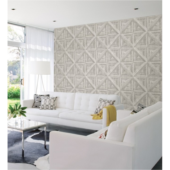 Papel pintado geométrico cuarterones de madera - Delfos 679599