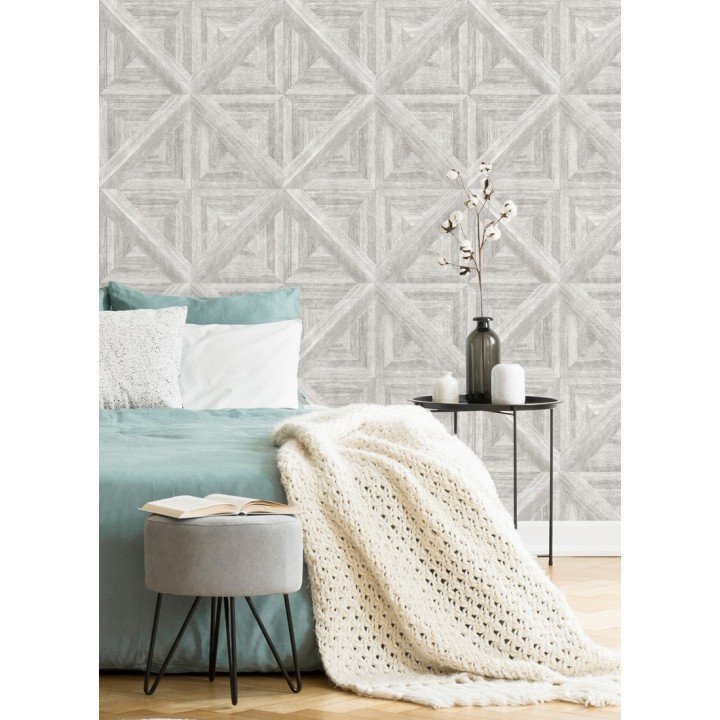 Papel pintado geométrico cuarterones de madera - Delfos 679599