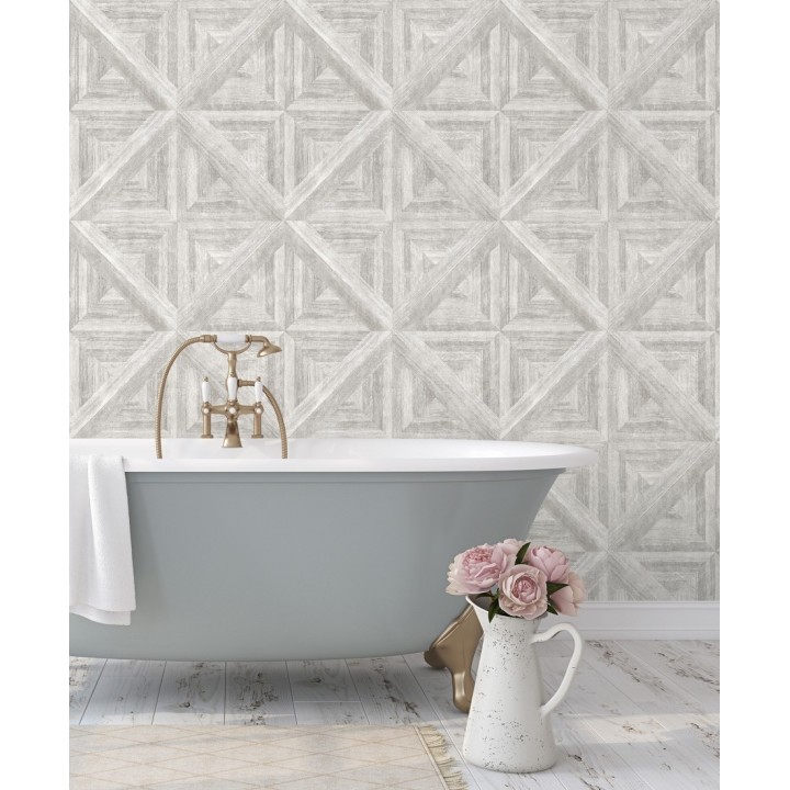 Papel pintado geométrico cuarterones de madera - Delfos 679599