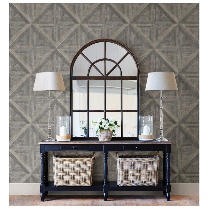 Papel pintado geométrico cuarterones de madera - Delfos 679600