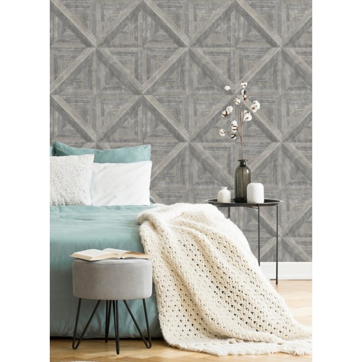 Papel pintado geométrico cuarterones de madera - Delfos 679600