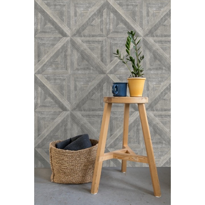 Papel pintado geométrico cuarterones de madera - Delfos 679600