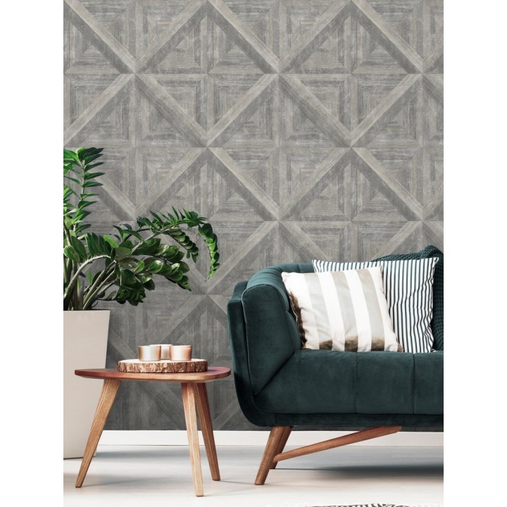Papel pintado geométrico cuarterones de madera - Delfos 679600