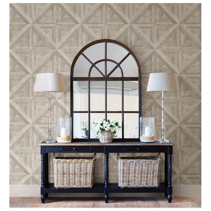 Papel pintado geométrico cuarterones de madera - Delfos 679601