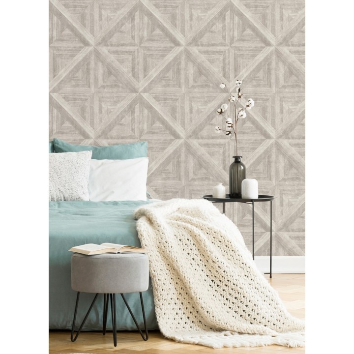 Papel pintado geométrico cuarterones de madera - Delfos 679601