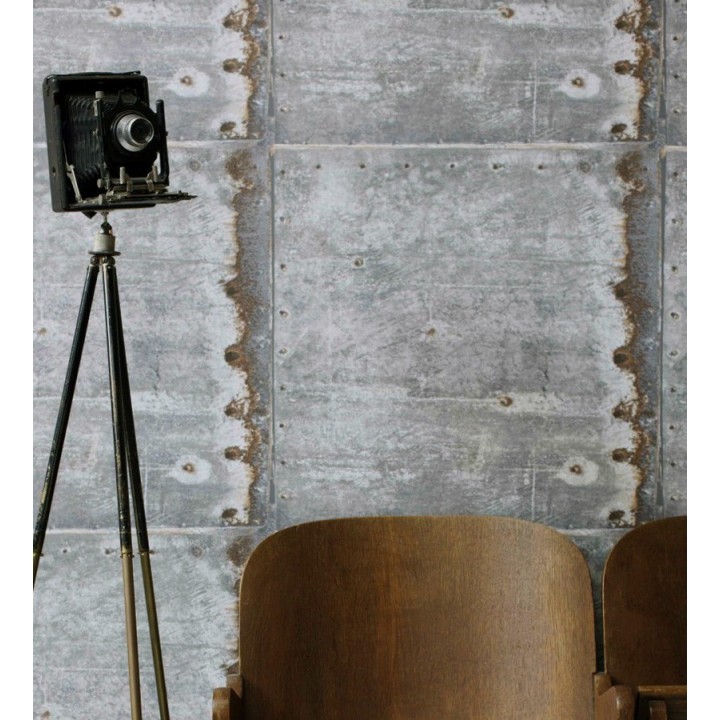 Papel pintado chapa metálica industrial - Roano 8360