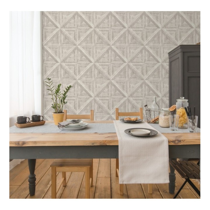 Papel pintado geométrico cuarterones de madera - Delfos 679601