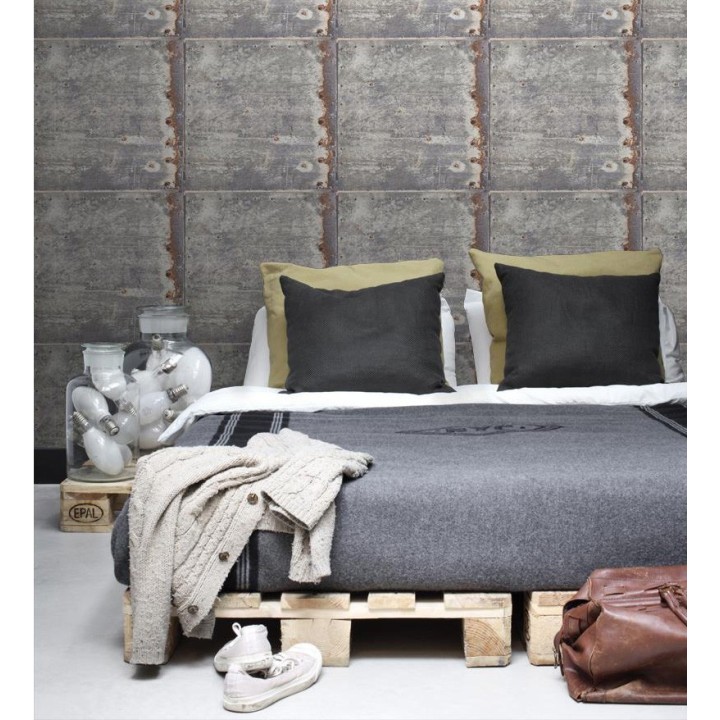 Papel pintado chapa metálica industrial - Roano 8360