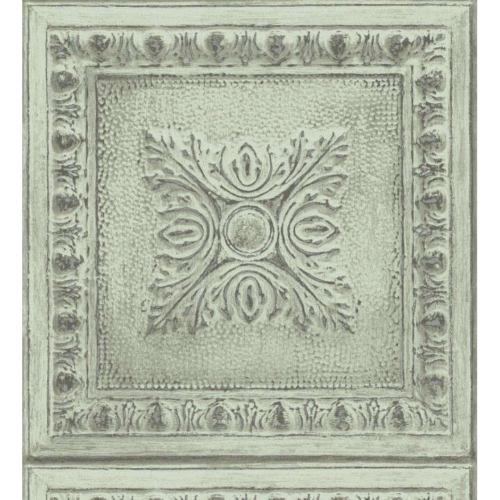 Papel pintado cuarterones estampados de madera teñida en verde - Clarence House 679614