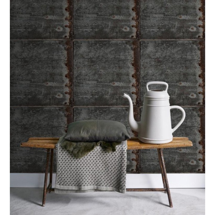 Papel pintado chapa metálica industrial - Roano 8364