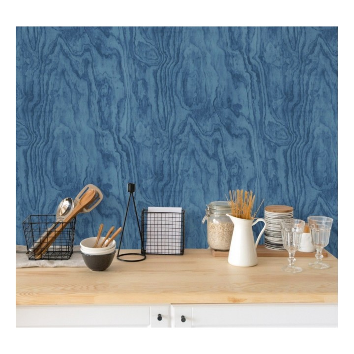 Papel pintado vetas de madera tonos azules - Country Wood 679621