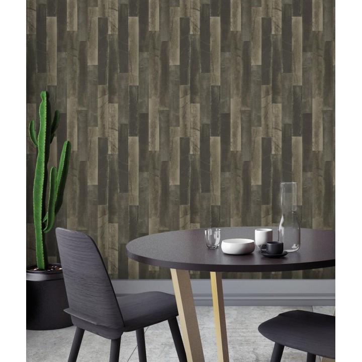 Papel pintado piedra pizarra en listones verticales minimalista - Lisboa 679628
