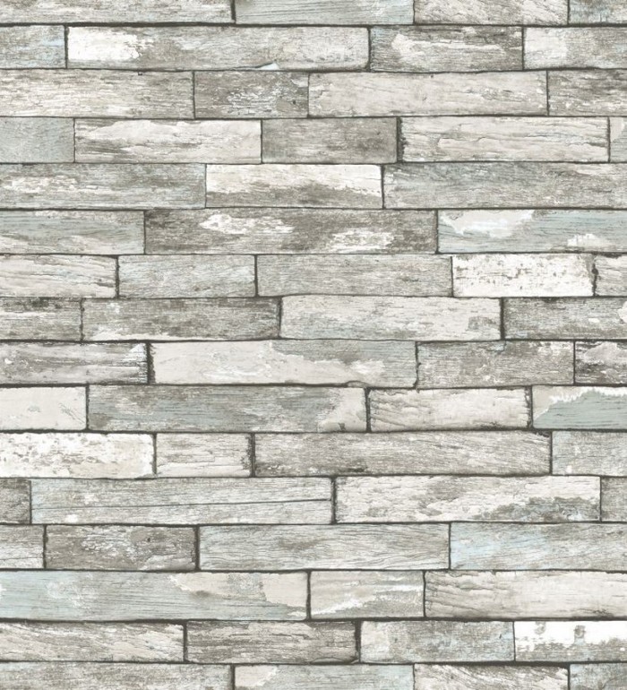 Papel pintado ladrillo de madera gris claro minimalista - Kenwood 8381