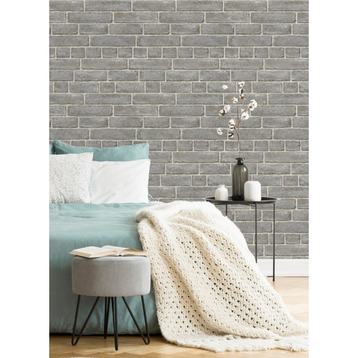 Papel pintado de ladrillos gris textura piedra  - Dallas 679630