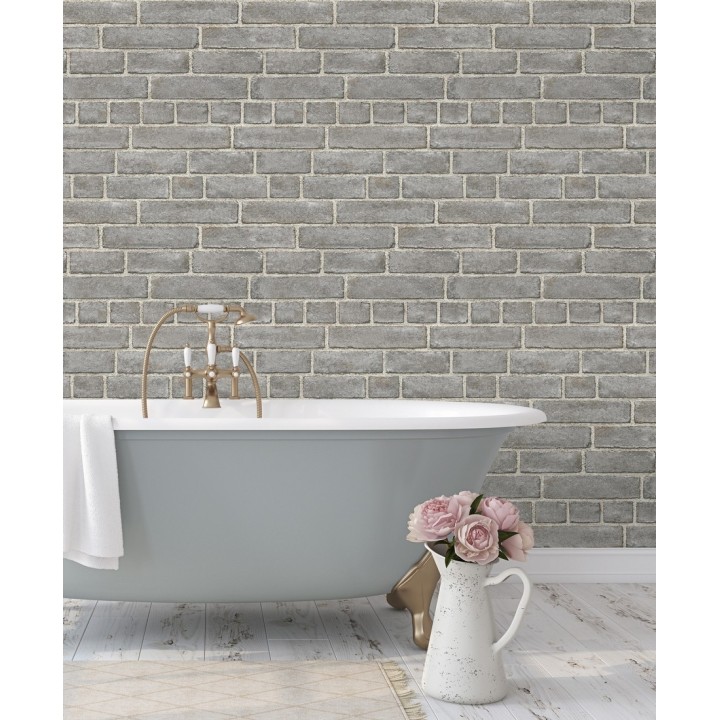 Papel pintado de ladrillos gris textura piedra  - Dallas 679630
