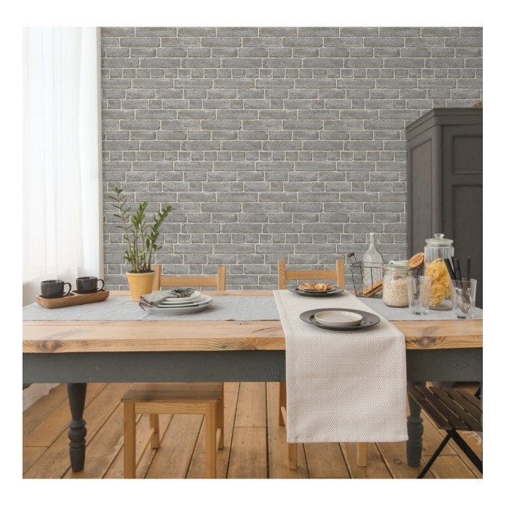 Papel pintado de ladrillos gris textura piedra  - Dallas 679630