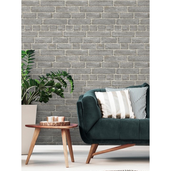 Papel pintado de ladrillos gris textura piedra  - Dallas 679630