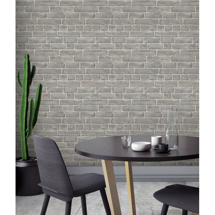 Papel pintado de ladrillos gris textura piedra  - Dallas 679630