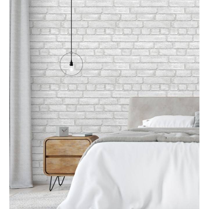 Papel pintado de ladrillos blancos textura piedra - Dallas 679631