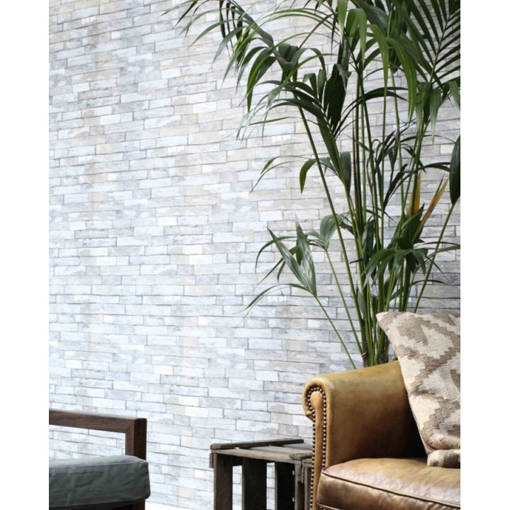 Papel pintado ladrillo de madera gris claro minimalista - Kenwood 8381