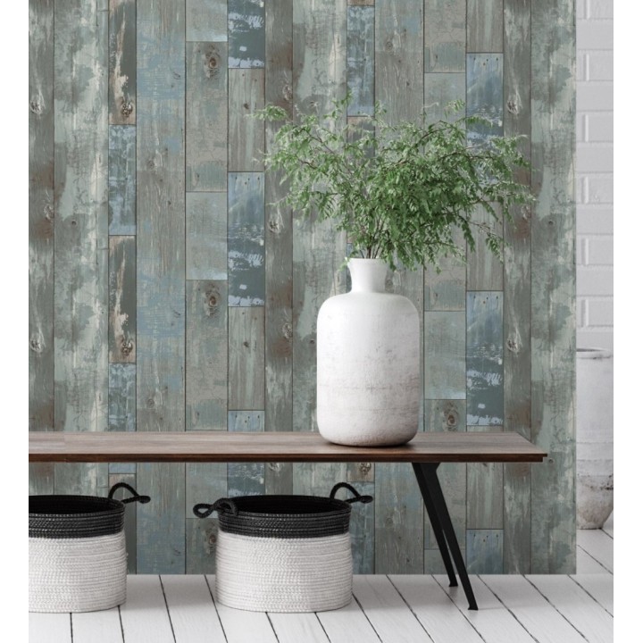 Papel pintado listones de madera estilo tropical  - Oporto 679633