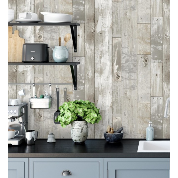 Papel pintado listones de madera estilo tropical  - Oporto 679634