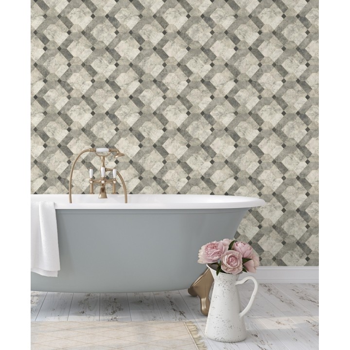 Papel pintado azulejos de piedra geométricos - Tarsis 679635