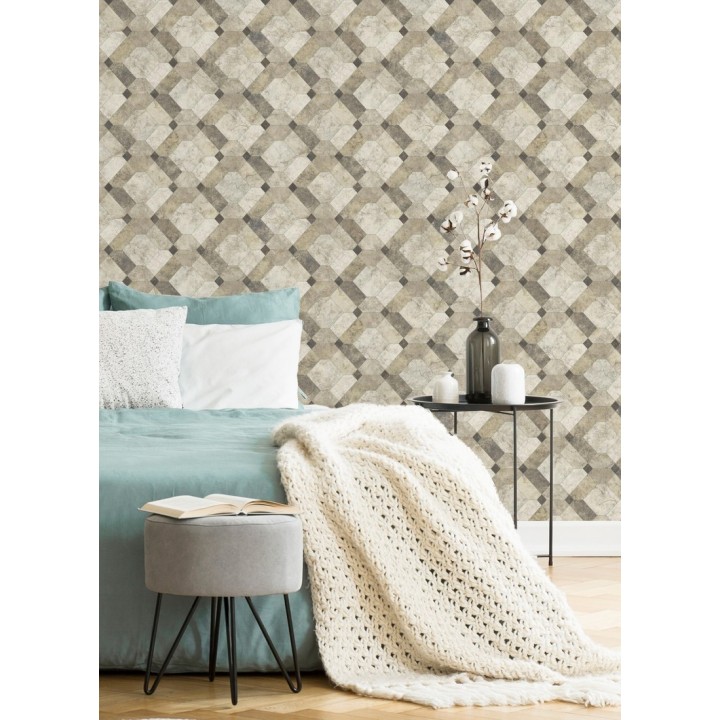 Papel pintado azulejos de piedra geométricos - Tarsis 679636