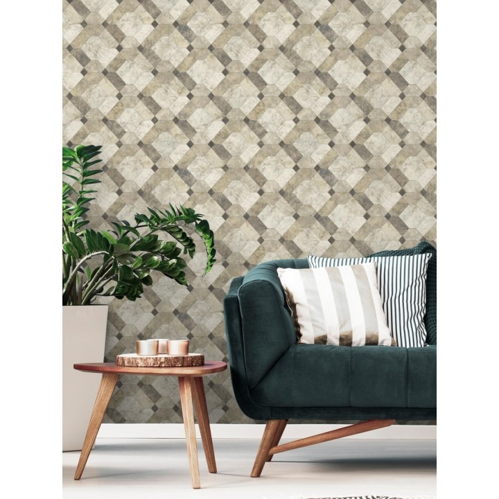 Papel pintado azulejos de piedra geométricos - Tarsis 679636